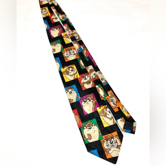 Vintage Necktie Looney Tunes Necktie Tazmanian Devil Neck Tie 1993 - Picture 4 of 6